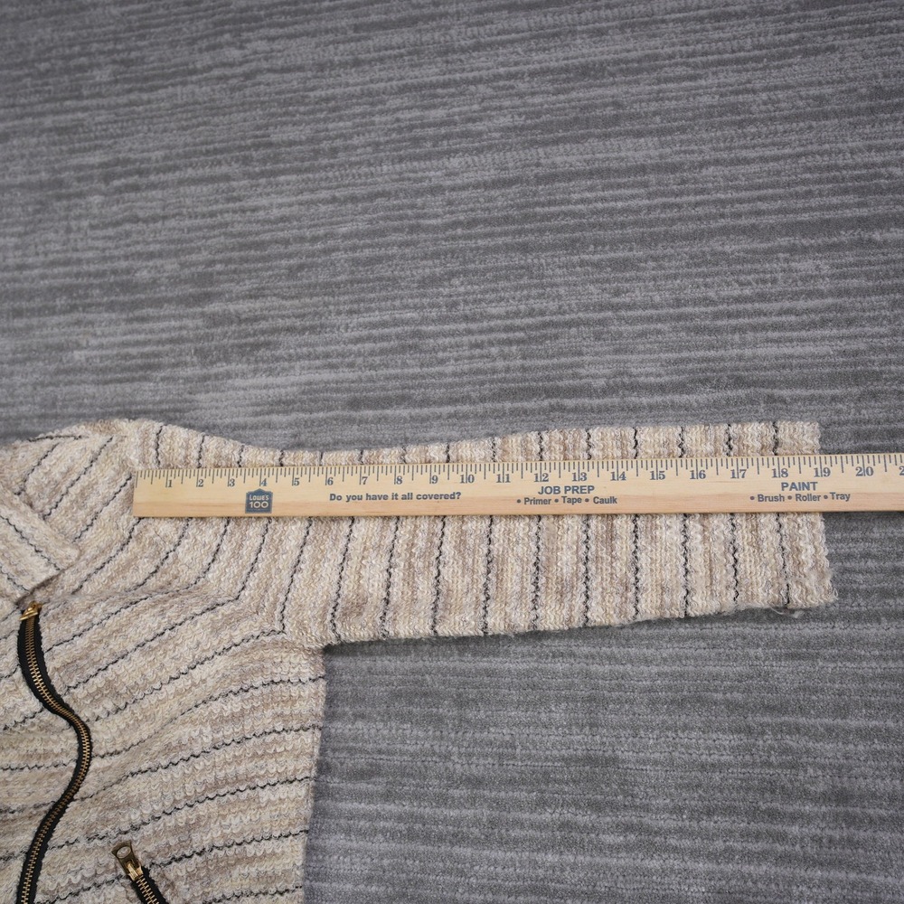 Lucky Brand Womens Cream Beige Striped Textured Knit Moto Jacket Size L Large - Picture 7 of 9